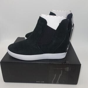 NEW Sorel Out N About Slip-On Wedge Bootie Black White Women's 8.5